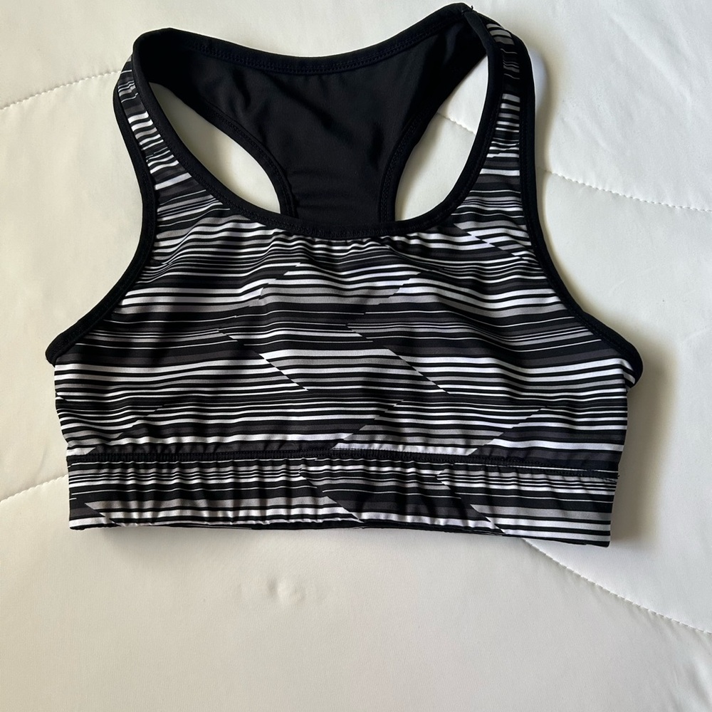 Striped Black and White Sports Bra